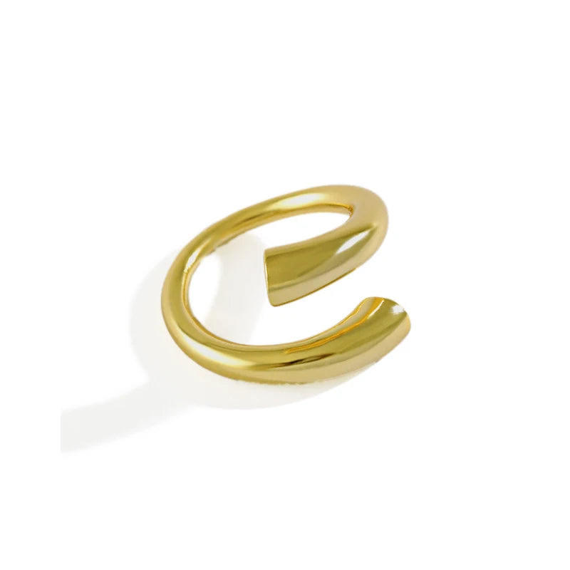European  S925 Sterling Silver Round Strip Open Ring for Women 18K Gold Elegant Minimalist Rings