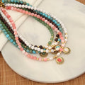 Vintage Peach Jasper Beaded Necklace Natural Howlite Blue Emperor Stone Necklace Green Aventurine Pearl Charm Jewelry for Women