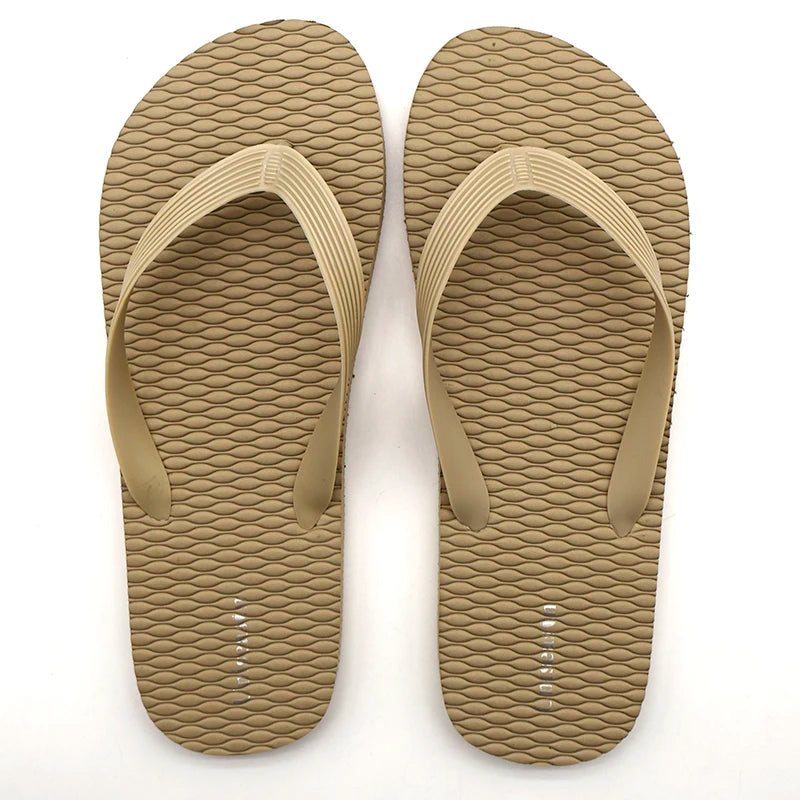 Men's Summer Flip-Flops Sandals Anti-Slippery Rubber Outdoor Beach Slippers with Soft PVC Insole and Debossed Sole Hot Sales