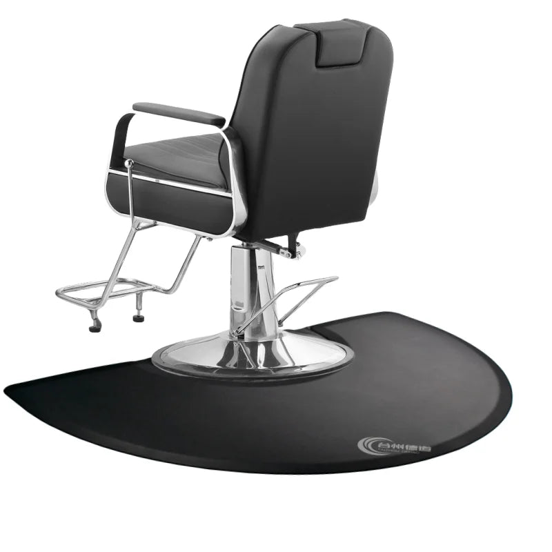 Black PU Modern Semi-Circle Anti-Fatigue Salon Floor Mats Washable & Cushioned for Hair Stylists