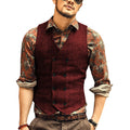 New Arrival 2022 Costume Pour Homme  Mens Vest Suits Tweed Man Waistcoat Brown Black Wedding  Business Tuxedos