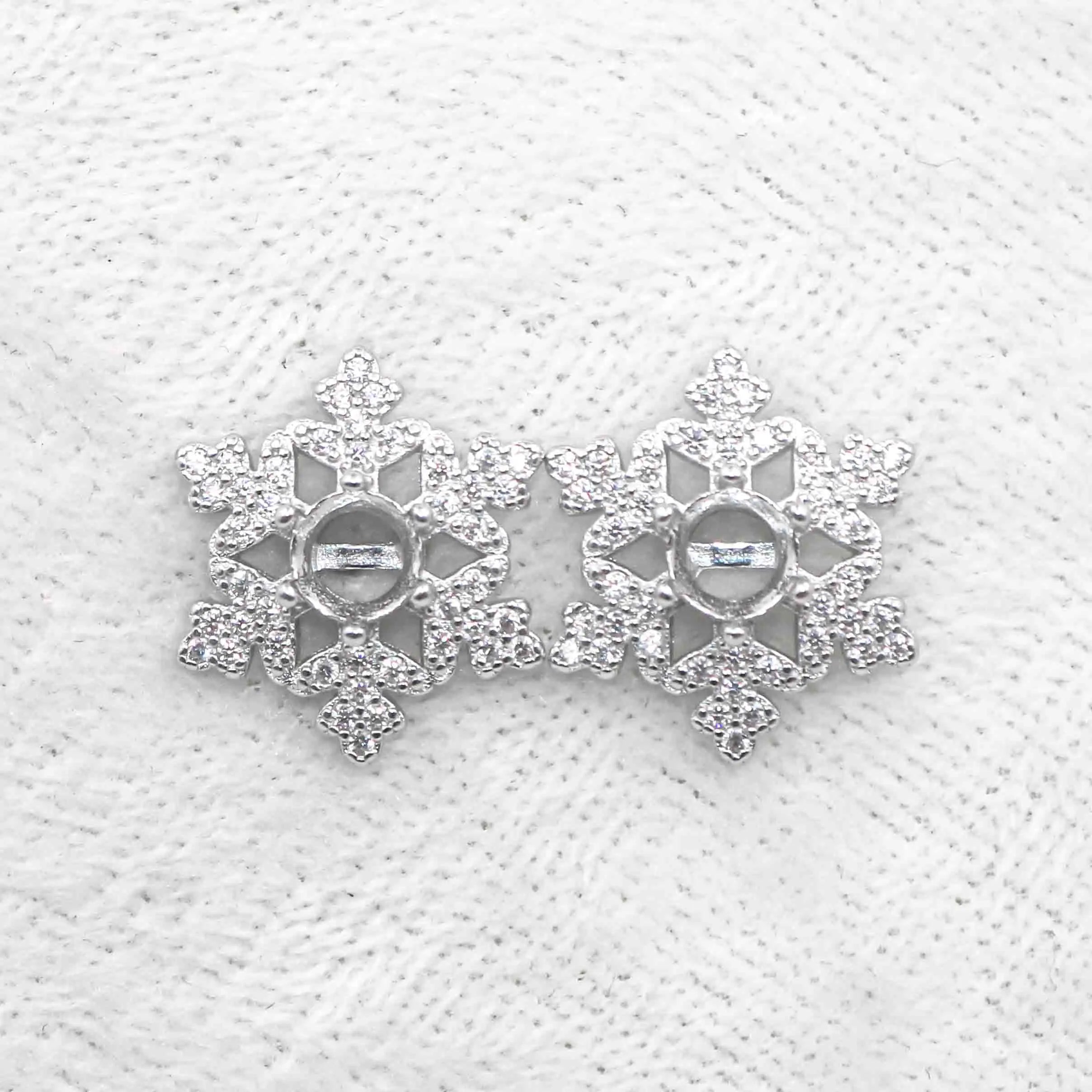 Sterling Silver 5*5mm Semi Mount Stud Earrings Empty Support Blank Claws Setting S925 Mountain Base Without Stone for DIY Inlay