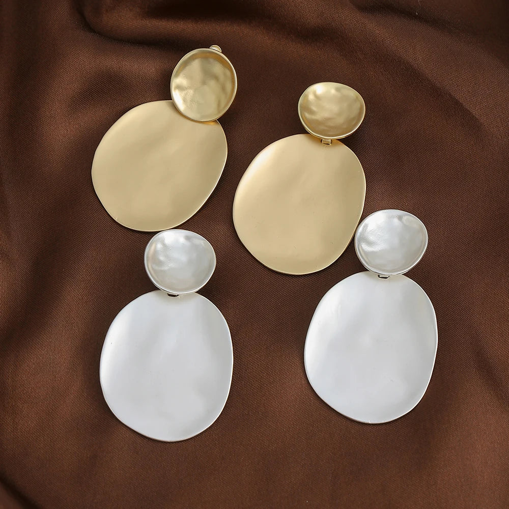 TongLing Matte Valentines Day Gift Silver Exaggerated Clip Earrings Fashion Jewelry Earrings Women Girl Clip-on Drop Earring