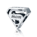 Factory Wholesale 925 Sterling Silver Dear Mom Heart Beads Charm Fit Bangle & Bracelet Women Fashion Jewelry DIY SCC429