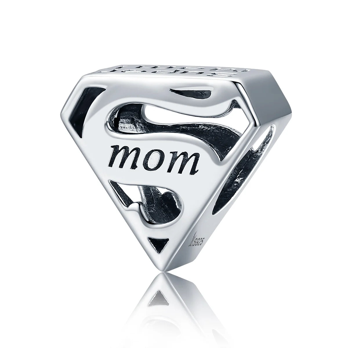 Factory Wholesale 925 Sterling Silver Dear Mom Heart Beads Charm Fit Bangle & Bracelet Women Fashion Jewelry DIY SCC429