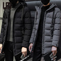 Liu Ming Fashion Wholesale Winter Casual Men Hooded Solid Slim Hooded Long Down Jacket Zipper Thick Warm Trench Coat