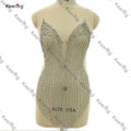 WDP-410  Rhinestone for Sewing Silver  Bodice Applique  for Prom Birthday Party
