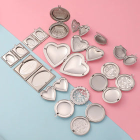 Western Style Stainless Steel Personalized love Round square Lockets Pendant DIY Jewelry Accessories
