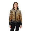 New Zipper Women's Baseball Fashion Dance Show Hop Sequin Glitter Long-sleeve Coat
