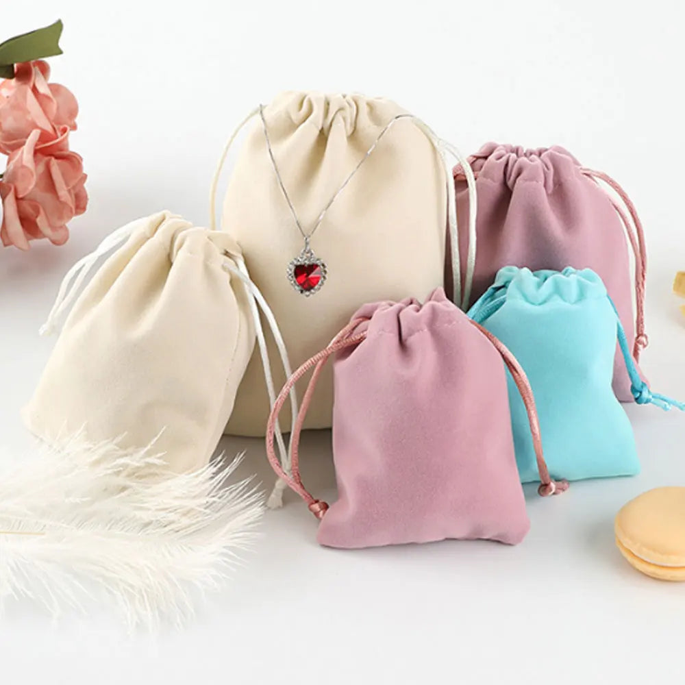 Custom Sizes and logo Printing Available 7x9cm Velvet Drawstring Bags Packing Velvet Pouch for Jewelry Package