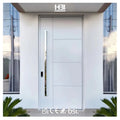 Modern White Design Exterior Steel Security Front Entry Door European Style Glass Sidelite for Villas Stainless Steel