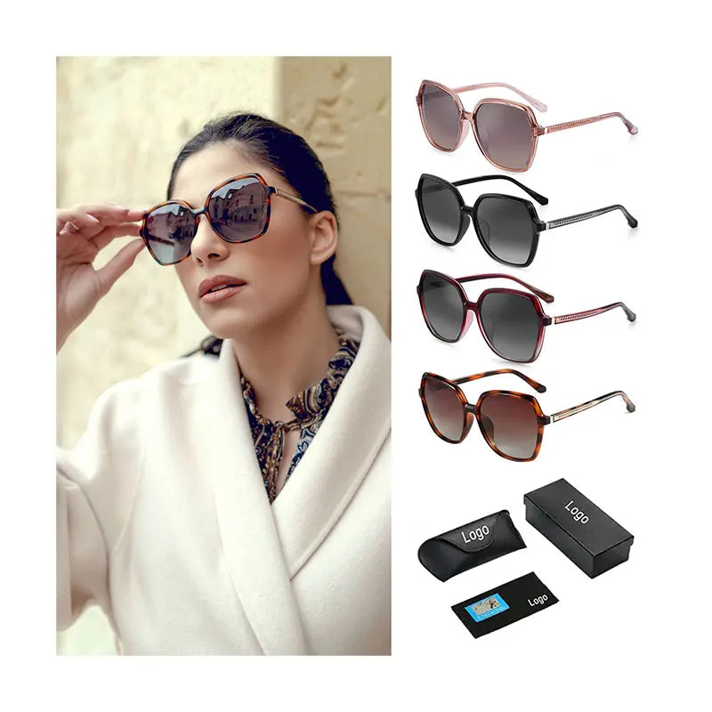 2025 Custom Logo Luxury Oversized Sunglasses for Women Hot Vintage Sun Glasses with Big Square Frame and Polarized Lenses