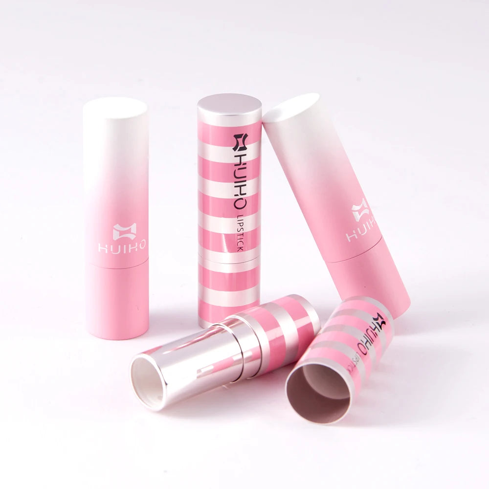 HUIHO Fashion Design 12.1mm Lipstick Tube Container case Cosmetic Packaging Aluminium Empty Custom logo pink Lipstick Tube