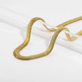 18K Gold Plated Clavicle Necklace Stainless Steel Men Flat Snake Chain Jewelry for Women