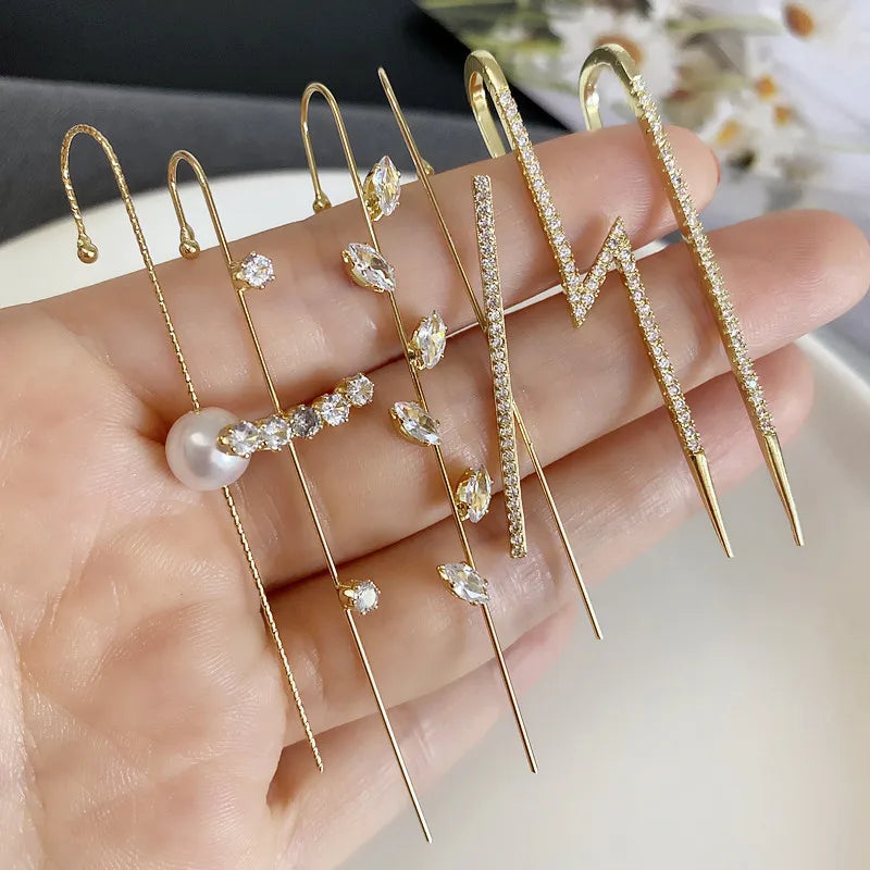 Tongxin Simple Ins Pierced Earrings Trendy Elegant Sweet Flash Diamond Gemstone Earrings Earrings Single