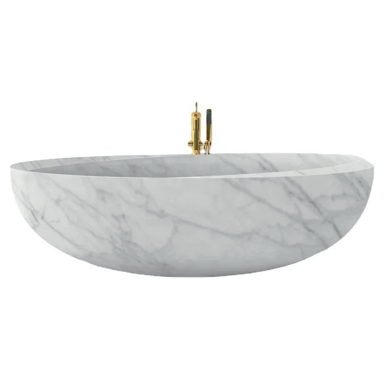 Handmade Life Size White Carrara Solid Stone Marble Bathtub for Sale