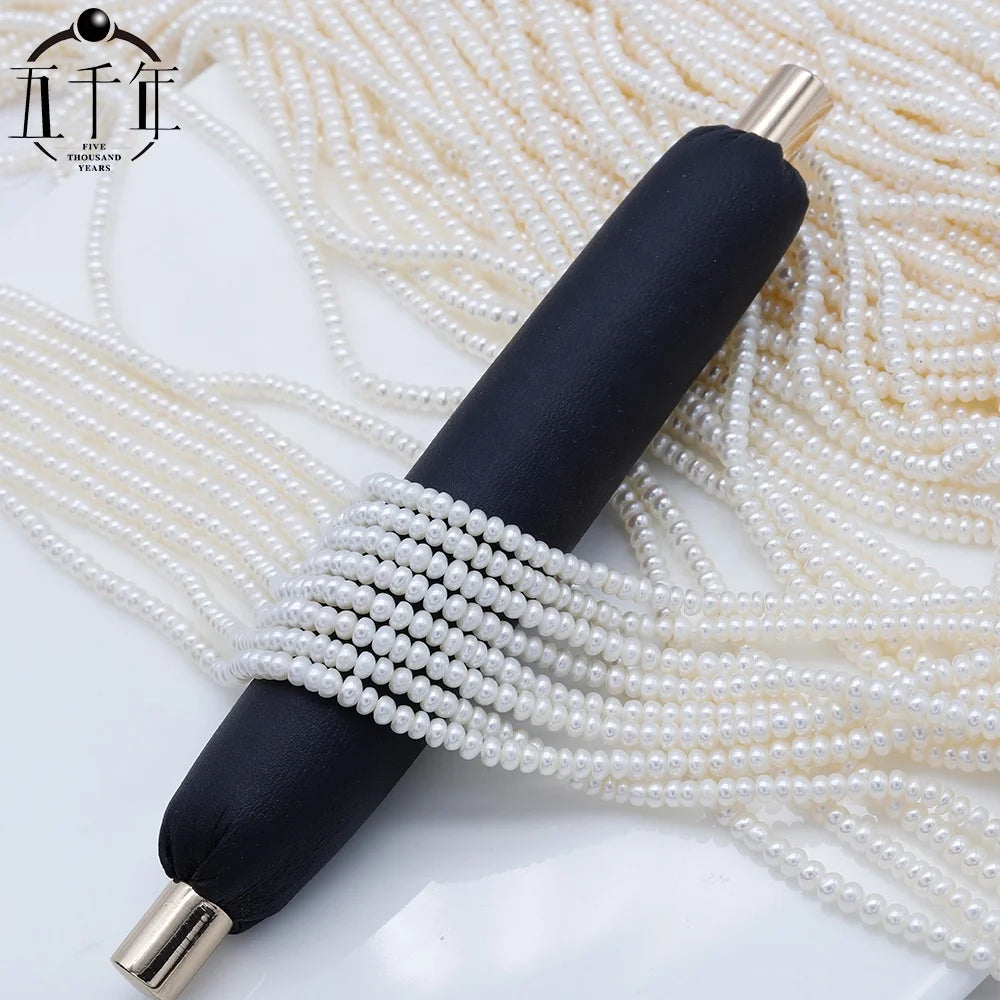 4a+ Grade 3-3.5mm Bread-shaped Natural Cultured Freshwater Pearl Genuine Necklace Strand 16inches DIY Jewelry