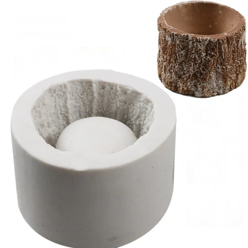 Tree Bark Stump Decoration Flowerpot Succulent Silicone Mold Decorative Fondant Molds Resin Casting Mold