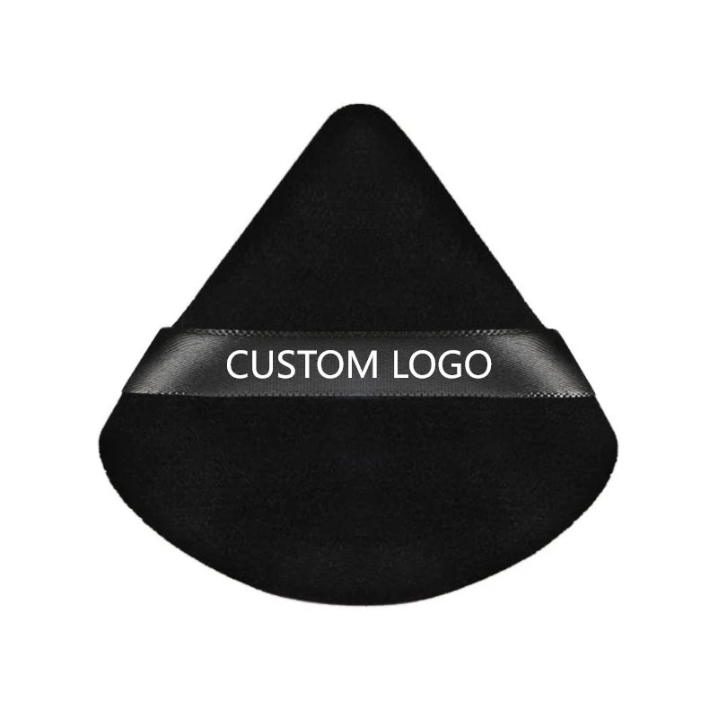 Washable Private Label White Black Face Triangle Soft Makeup Cotton & Microfiber Body Powder Puff Makeup Tool Custom Logo