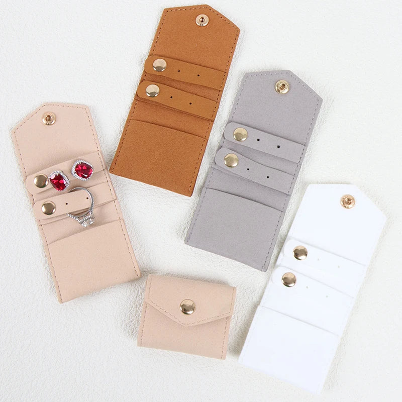 Mini Travel Jewelry Organizer Pouch Microfiber Roll for Earrings Rings Necklaces-Portable Jewelry Container 14*6cm