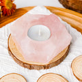 Natural Selenite Candle Holder Gemstone Tea Light Rough Fluorite Rose Quartz Candlestick