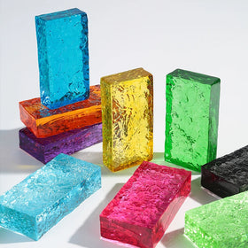 Modern Popular Custom Color Rectangular Crystal Clear Glass Brick Textured Hot Melt Glass Block for Decorative Wall Partition