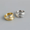 New Trendy 925 Sterling Silver Feather Shape Open Adjustable Finger Ring Women Fine Fashion Jewelry