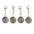 Fashion Natural Labradorite Cut Surface Stone Bead Pendant Metal Keychain Little Bag Keychain Decoration Custom Jewelry Gift