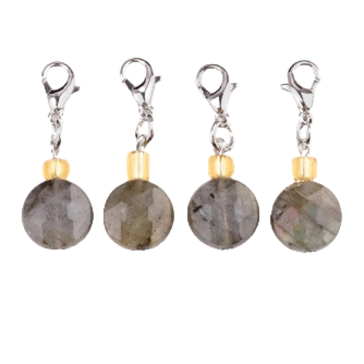 Fashion Natural Labradorite Cut Surface Stone Bead Pendant Metal Keychain Little Bag Keychain Decoration Custom Jewelry Gift
