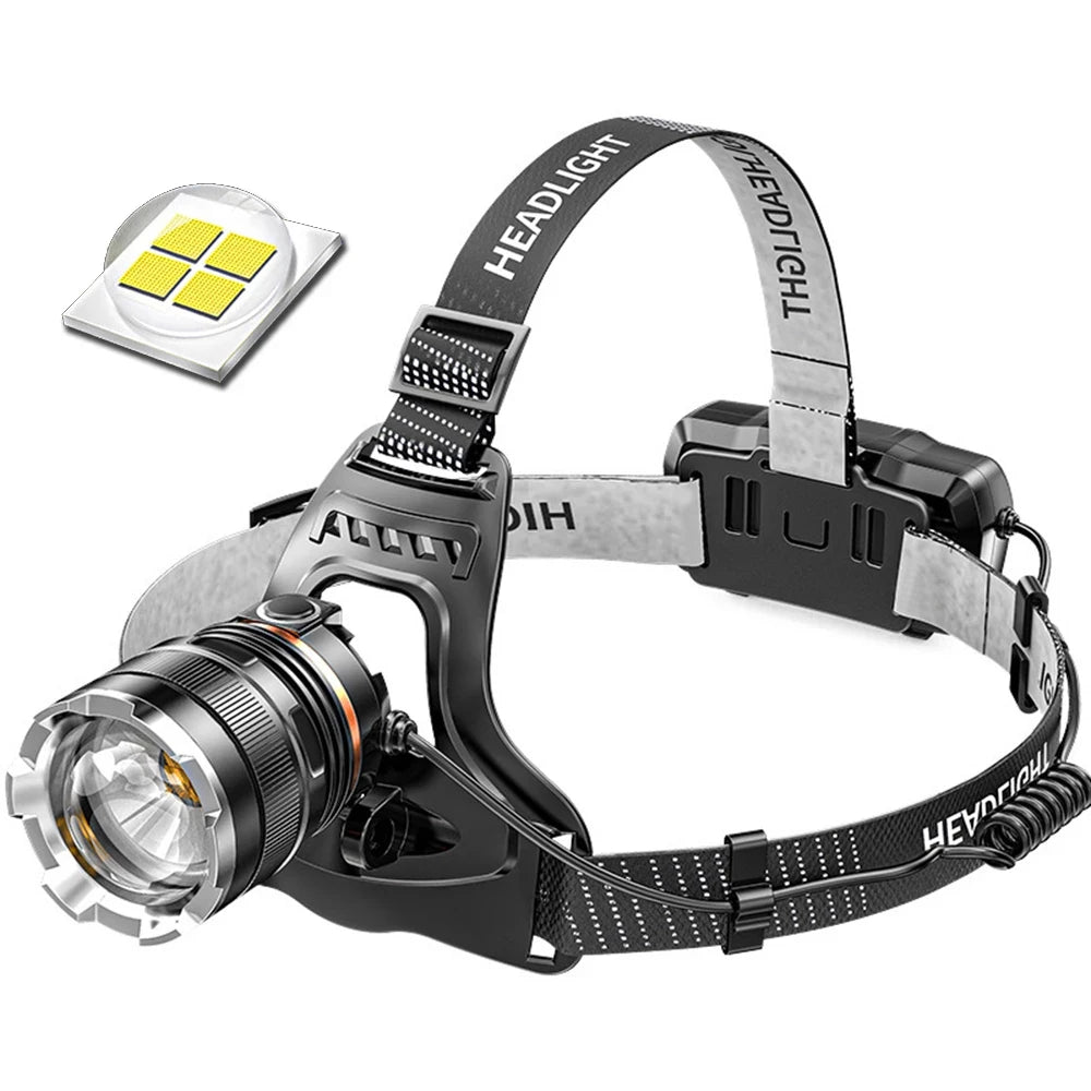 High-Brig Motion-Sensor Night Fishing Headlamp High-Power Zoomable Camping Light Rechargeable Outdoor Waterproof LED Headlight