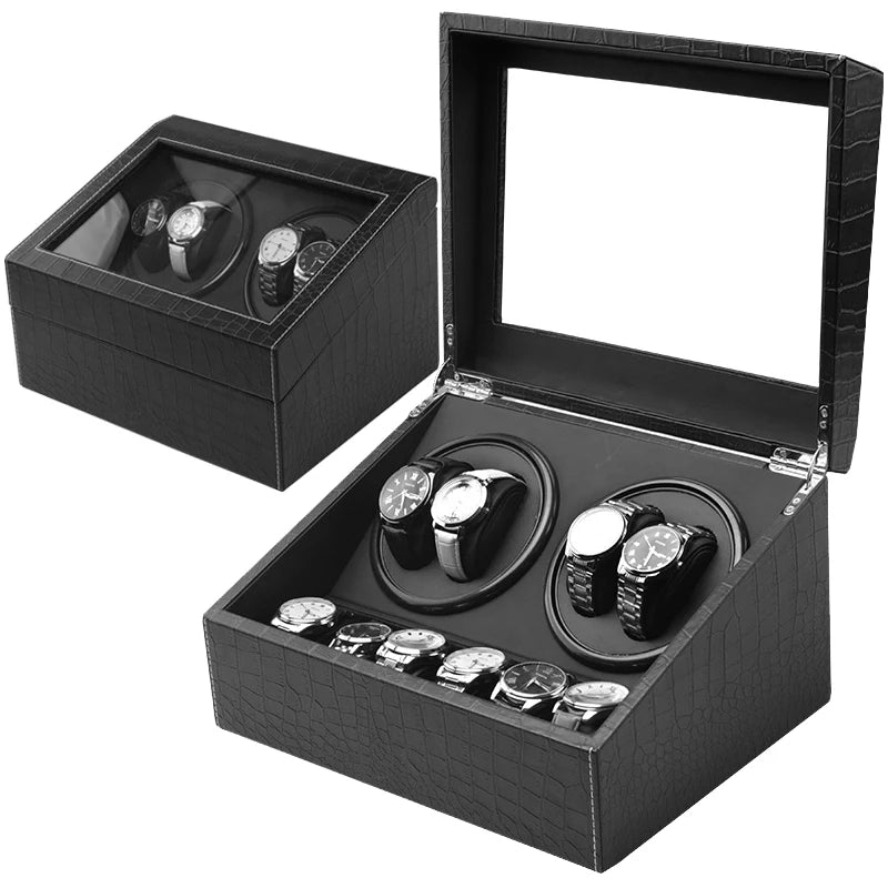 Wholesale Caja Enrolladora De Reloj 4 Slot Luxury Auto Box With 6 Watch Storage in Stock Modern Watch Winder Box
