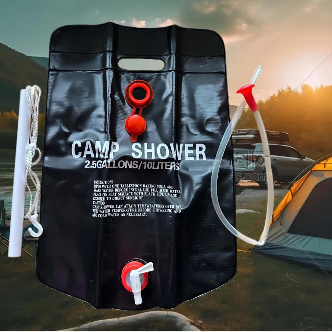 IRONDONKEY 10L Outdoor Multi Functional Shower Bag Solar Water Storage Bag  Heating Solar Shower Outdoor Camping Gear