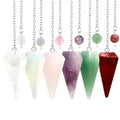Quartz Crystal Pointed Pendulums Healing Gemstone Natural Gem Stone Hexagonal Column Faceted Crystal Cone Pendulum Pendant