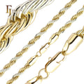2.3mm+ FJ Fallon Fashion Jewelry Classic French Rope Chain Plated in 14K Gold Two Tone Brass Based Split