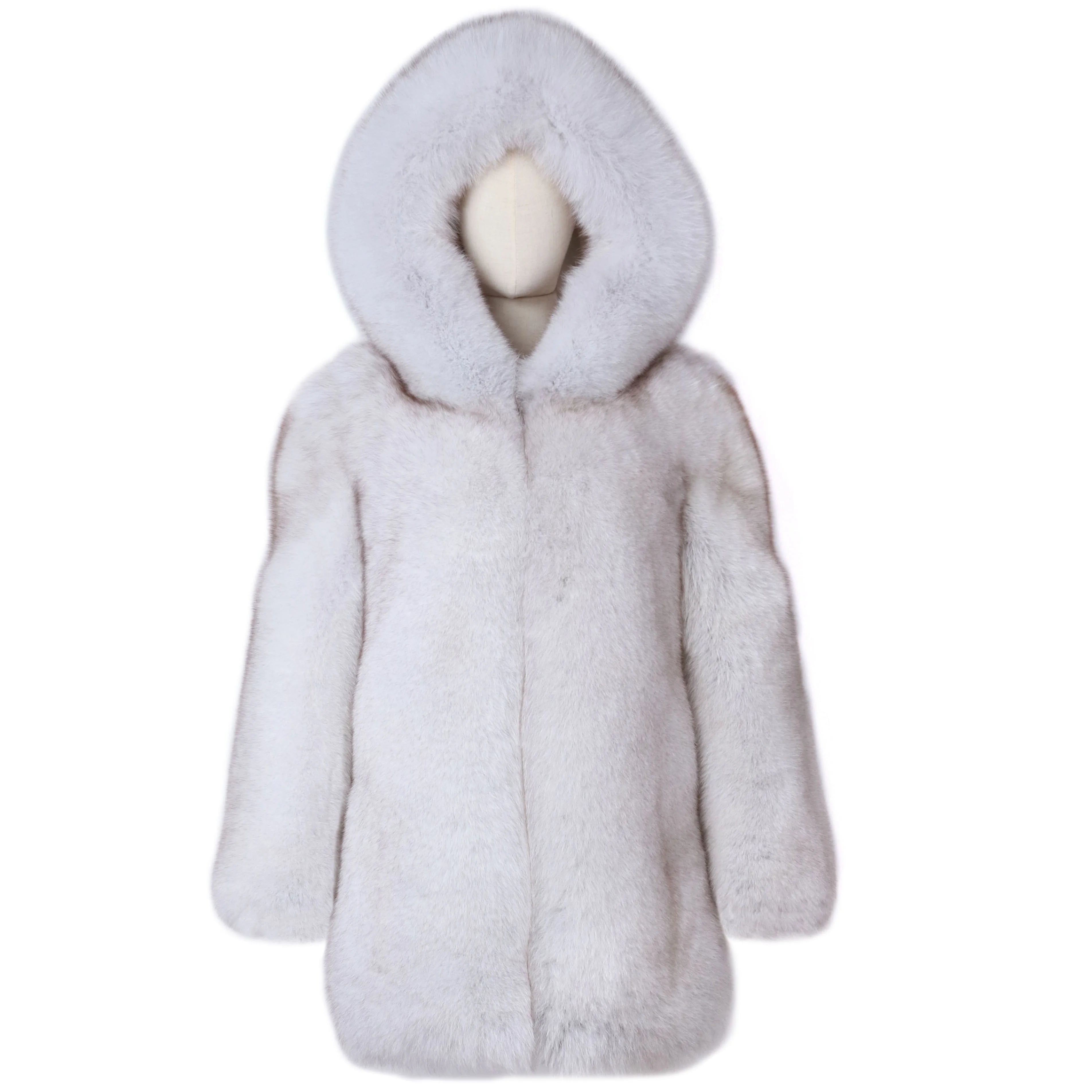 Ladies Fur Winter Warm Thick Full Pelt Women Long Fur Coat With Hood Fox Fur Coat for Ladies