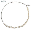 Wuqie 2024 Fashion Necklace Jewelry 925 Sterling Silver Baroque Freshwater Pearl Round Bead Chain Necklace MegaBDM