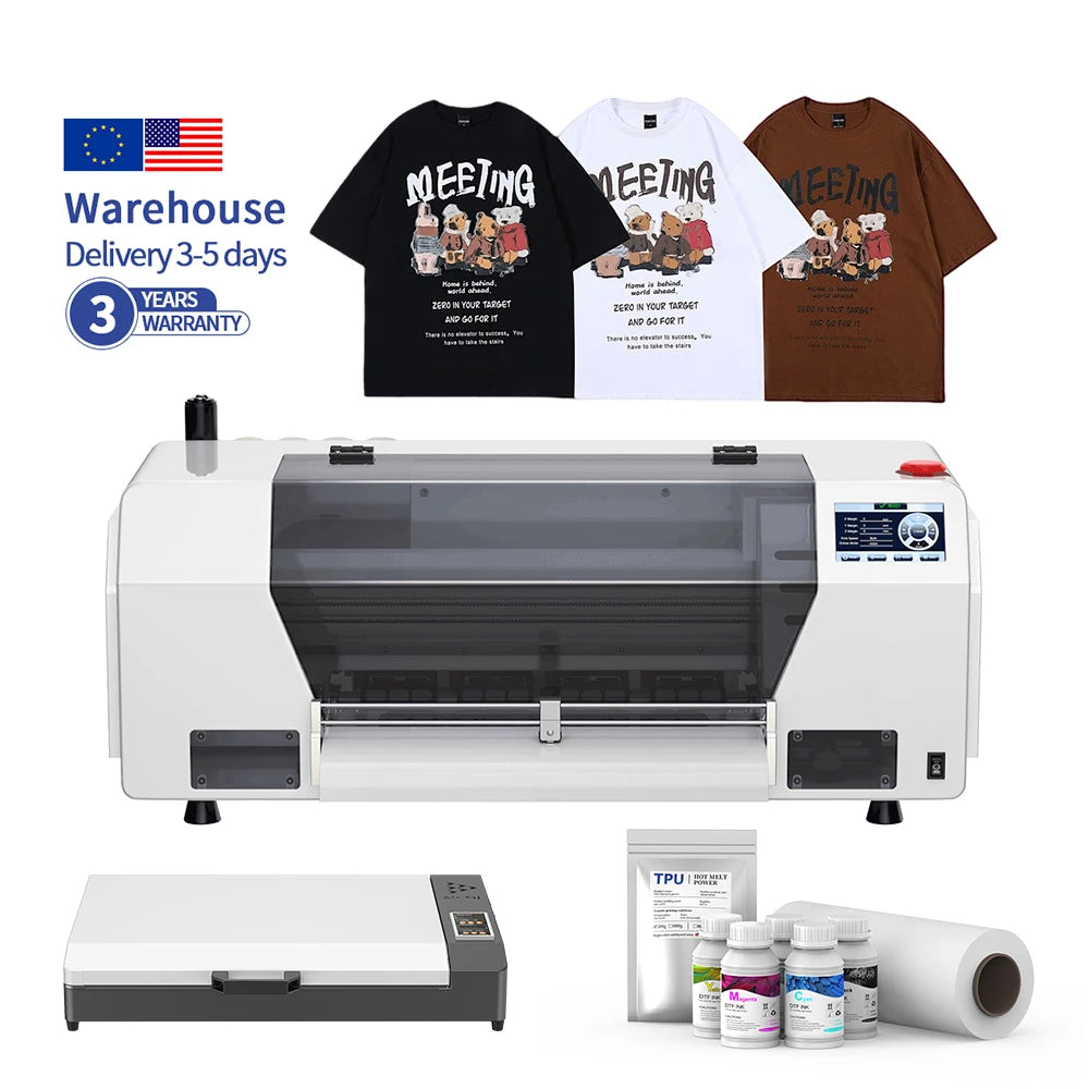 European Overseas Warehouse 33cm 13 Inch Dtf Printer Single Head A3 Dtf with Technical Support Xp600 Dtf Printer with Oven Ink