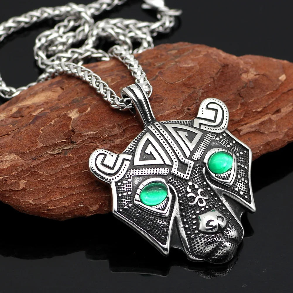 MECYLIFE Scandinavian Bear Pendant Men's Punk Stainless Steel Jewelry Talisman Viking Bear Necklace