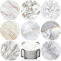 White Gold Marble Patterns Absorbent Coaster Cork Back Custom Blank Art Nordic Eco-Friendly UV Printed 8mm Thick Drink Coasters