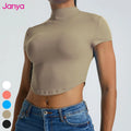 High Neck Nude Feeling Quick Dry Running Sports Tops Short Sleeve Workout T Shirts Gym Fitness Crop Top Yoga Shirt for Women