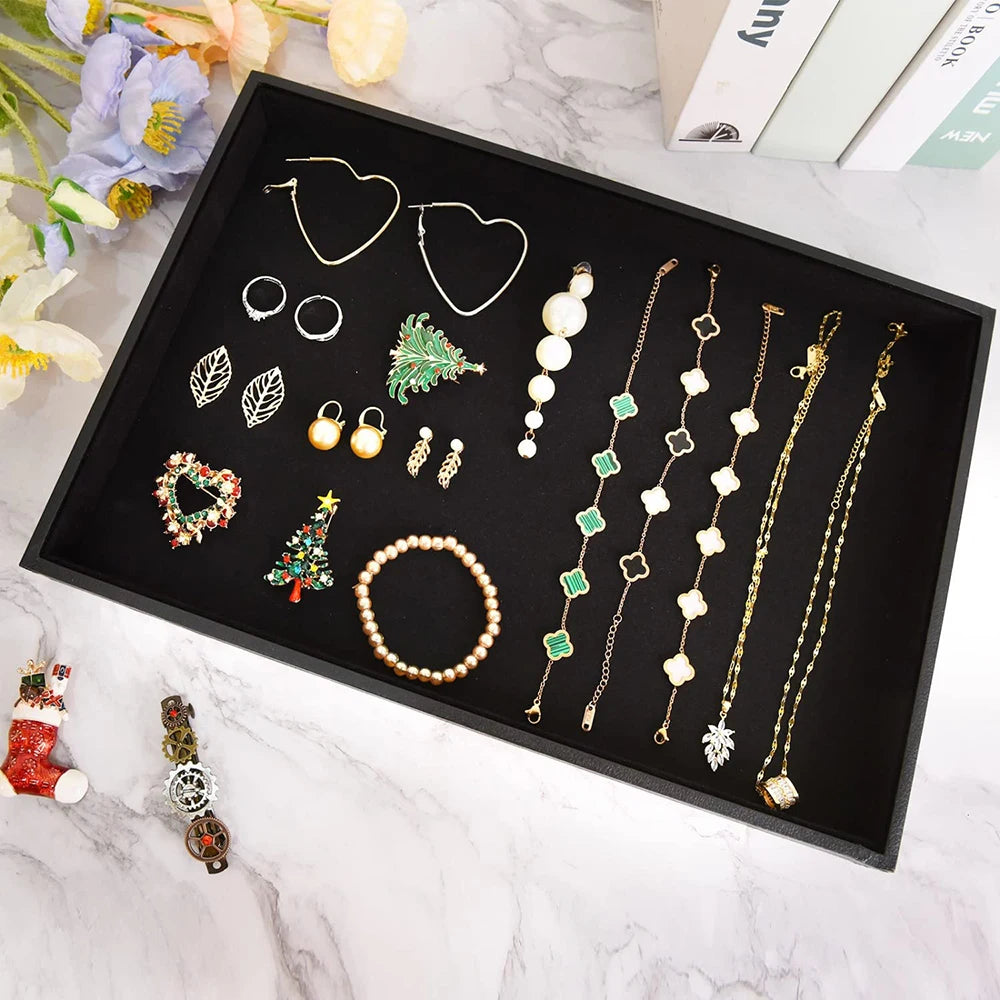 Wholesale Black Velvet 35cm Jewelry Tray Luxury Bracelet Necklace Ring Display Tray for Jewelry Showcase