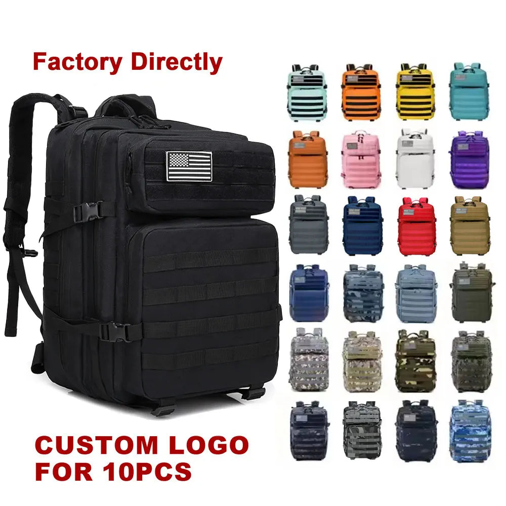 Custom 45L Tactical Backpack Heavy Duty Waterproof Mochilas Taticas Hiking Bags Oxford Tactical Backpacks for Men