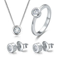 925 Sterling Silver Jewelry Set with Aaa Cubic Zircon Rhodium Plating Simple Design Fashionable Daily Wear