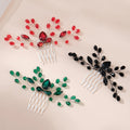 Red Crystal Silver Hair Comb for Women and Girls Wedding Bridal Red Hair Jewelry Handmade Boho Hair Accessory