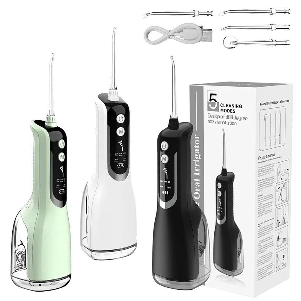 Intelligent Electric Water Flosser Teeth Cleaner 5 Modes Type-C Oral Irrigator Home Use Portable Dental Water Floss Home Use