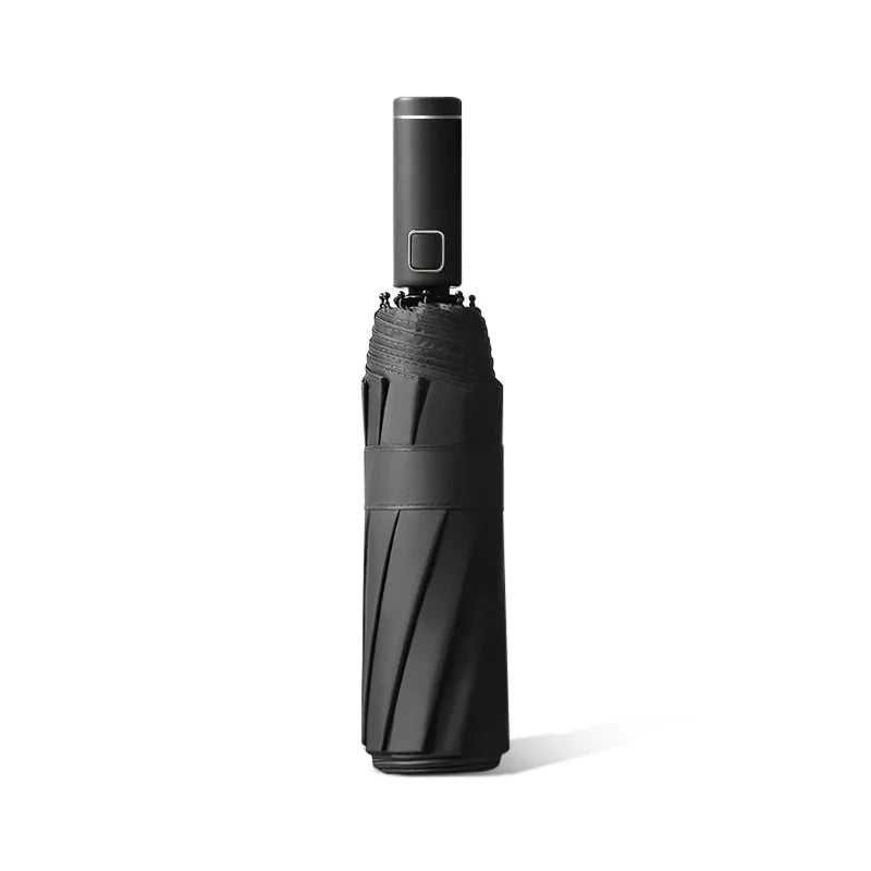 New Creative Fully Automatic Umbrella LED Flashlight Black Glue Sun Umbrella