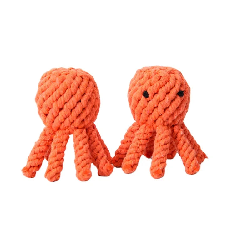 Pet Toy Cute Design Handmade Octopus Organic Cotton Rope Braided Molar Dog Chew Toys
