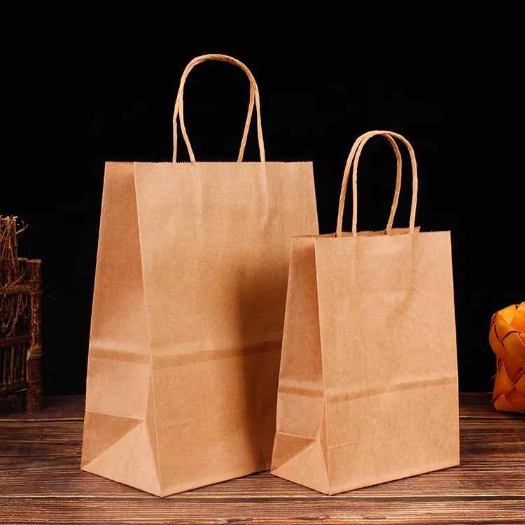 26*12*31.5 Thick Brown Kraft Paper Shopping Bag Super Strong Reinforced Handle Reusable Grocery Tableware Pillow Umbrella Use