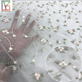 Good Quality Flower Floral Embroidery 3d Lace Tulle Women Fashion Dress Stretch Mesh Fabric for Wedding Dress