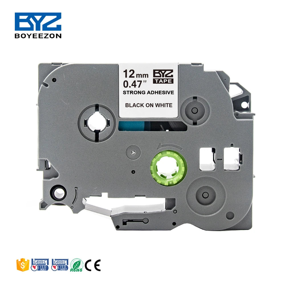 Boyeezon Black on White Tape TZc S231 Strong Adhesive Label Tape Compatible for Brother Tz Label Maker
